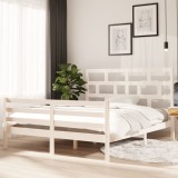Cumpara ieftin Cadru de pat, alb, 160x200 cm, lemn masiv de pin
