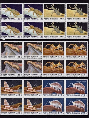 RO 1993 , LP 1332 ,&amp;quot;Pestera Movile&amp;quot;, serie in bloc de 4 ,MNH foto