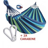 Hamac multicolor, dublu, din bumbac + franghie + saculet transport