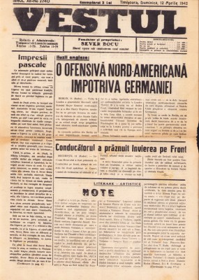 HST Z255 Ziar Vestul 2740/1942 Timișoara foto