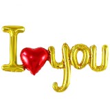 Set baloane folie metalizata, flippy, model i love you cu inimioara, 54x97 cm, tematica ziua &Atilde;ndr&Auml;gosti&Egrave;ilor, ambalaj individual, pai inclus, umfla