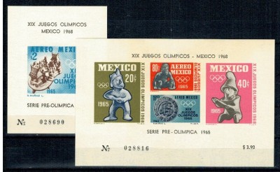 Mexic 1965 - Jocurile Olimpice, colita+bloc neuzat foto