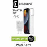 Cumpara ieftin Pachet Husa+Incarcator Retea Cellularline pentru iPhone 13 Pro Transparent