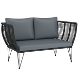 Outsunny Sofa de grădină cu perne 2 locuri Sofa Outdoor Balcon Sofa din ratan Polyrattan Mobilier de grădină 123 x 67 x 72 cm Gri deschis | Aosom Roma
