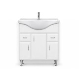 Dulap baie inferior Bianca Plus 75, alb lucios, cu lavoar ceramic 75x48 cm, MDF, 82x75x48 cm