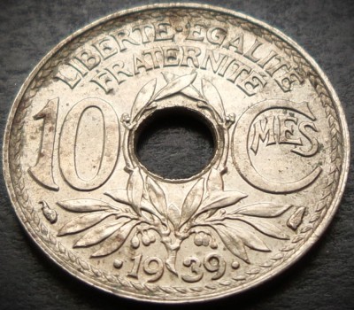 Moneda istorica 10 CENTIMES - FRANTA, anul 1939 * cod 431 - excelenta foto