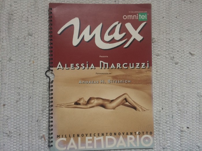 ALESSIA MARCUZZI MAX CALENDAR erotic 1998 PHOTO BY ANDREAS BITESNICH 32.5X67 CM