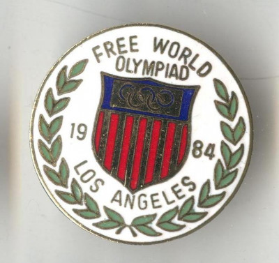 Insigna Olimpica Olimpiada - COMITETUL OLIMPIC AMERICAN USA LOS ANGELES 1984 foto