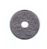 Moneda Franta 20 centimes 1941, stare foarte buna, curata, Europa, Zinc
