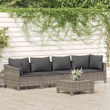 Cumpara ieftin Set mobilier de grădină cu perne, 5 piese, gri, poliratan