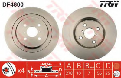 Disc frana TOYOTA YARIS (P9) (2005 - 2013) TRW DF4800 foto