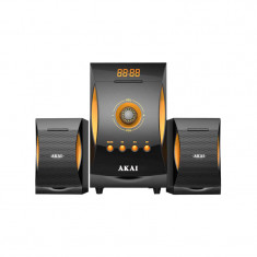 Sistem audio 2.1 Akai, 40 W, 3 canale, Bluetooth, radio FM, Negru/Portocaliu foto