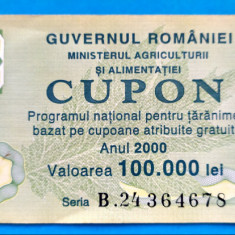 ROMANIA CUPON 100 000 LEI 2000 GUVERNUL ROMANIEI