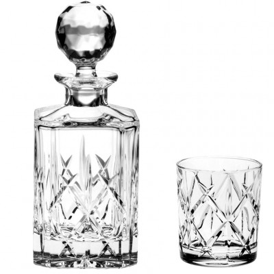 Set 6 pahare Whisky si Sticla Model York din Cristal de Bohemia 24%PbO COD: 3349 foto