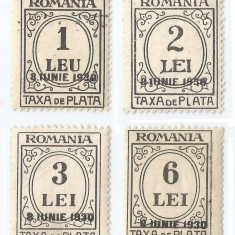 |Romania, LP IV.15/1930, Taxa de plata, format mic, suprat. 8 IUNIE, eroare, MNH