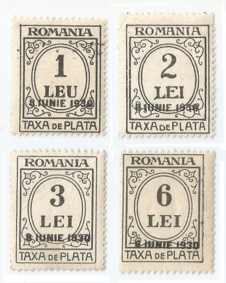 |Romania, LP IV.15/1930, Taxa de plata, format mic, suprat. 8 IUNIE, eroare, MNH foto