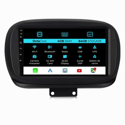 Navigatie Dedicata Fiat 500x (2014 - 2020), 9Inch, 4Gb Ram, 64Gb Stocare, Carplay foto