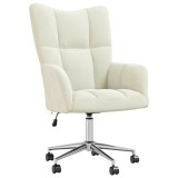 vidaXL Scaun de relaxare, alb crem, catifea