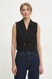 Answear Lab vesta culoarea negru, cu doua randuri de nasturi
