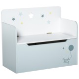 HOMCOM Bancă de Depozitare Portabilă pentru Jucării 2 &icirc;n 1, Ladă cu Spătar pentru Copii de 3-6 Ani, 60x30x50 cm, Albastru | Aosom Romania