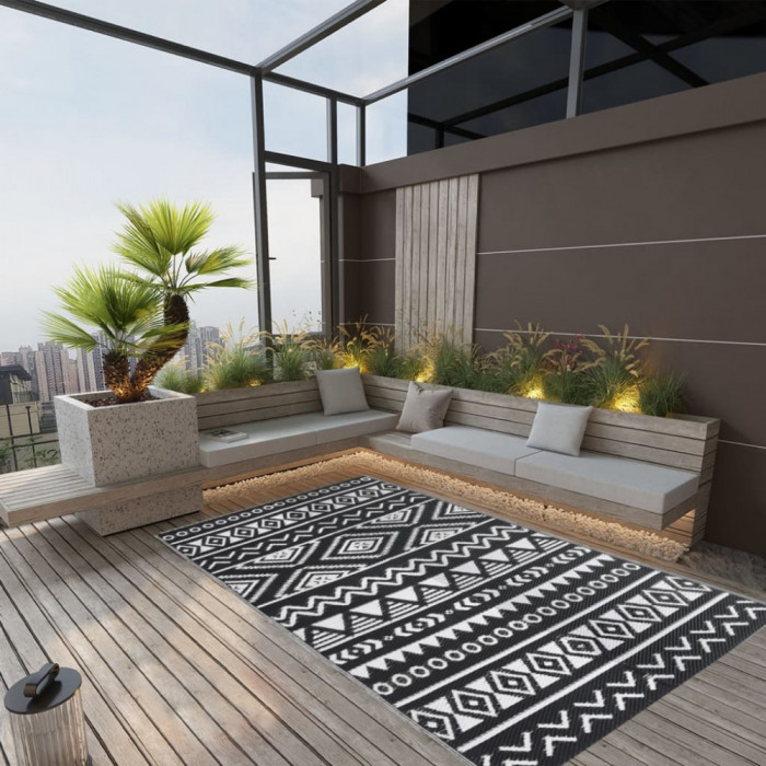 vidaXL Covor de exterior, ARAKIL negru, 160x230 cm, PP 316979
