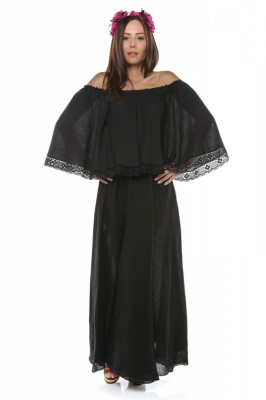 Rochie dama din panza topita Fluture Negru foto