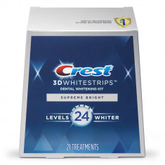 Benzi pentru albirea dintilor Crest 3D White Whitestrips Supreme Bright, Tratament Complet 21 de zil