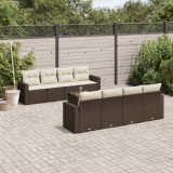 VidaXL Set canapele de grădină cu perne, 9 piese, maro, poliratan