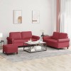 VidaXL Set de canapele cu perne, 3 piese, roșu vin, piele ecologică