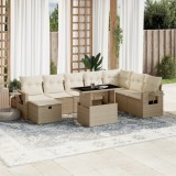 Gossi set canapele de gradina, 9 piese, cu perne, bej, poliratan