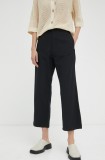 G-Star pantaloni femei, culoarea negru, drept, high waist