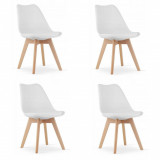 Cumpara ieftin Set 4 scaune bucatarie/living, Artool, Mark, PP, lemn, alb, 49x43x82 cm