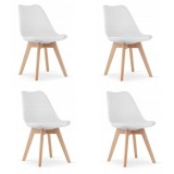 Set 4 scaune bucatarie/living, Artool, Mark, PP, lemn, alb, 49x43x82 cm, Leobert