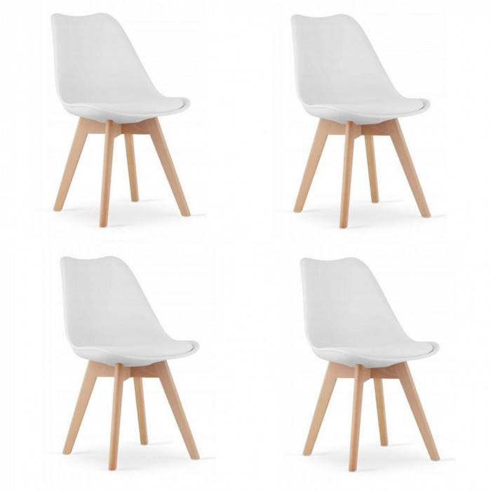Set 4 scaune bucatarie/living, Artool, Mark, PP, lemn, alb, 49x43x82 cm