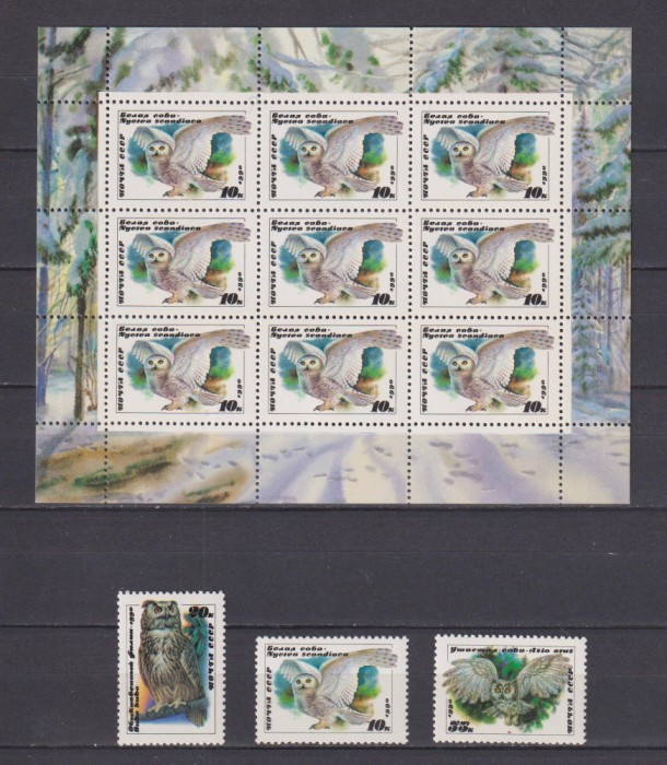 RUSIA FAUNA (PASARI) 1990 MI: 6063-6065 + KB. 6063 MNH