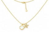 Cumpara ieftin Colier din Argint 925 Placat cu Aur Stea de Mare si Piatra Sidefata Geometrica