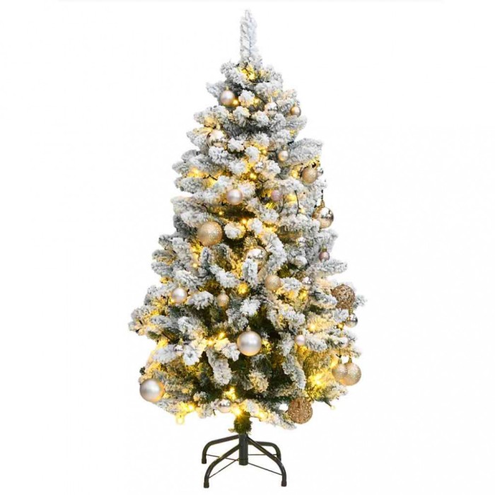 vidaXL Brad Crăciun artificial articulat cu 150 LED-uri/globuri 120 cm 3210097
