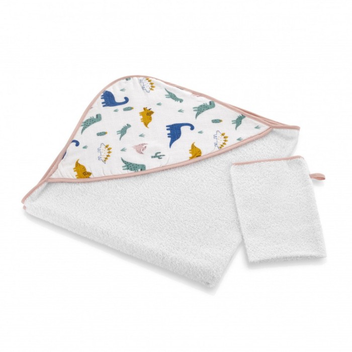 Set prosop si manusa de baie 72x72 cm BabyJem (Model: Inele colorate)