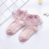 Sosetele lila cu model din tesatura si volanas din tulle (Marime Disponibila: