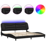 Cumpara ieftin Cadru de pat cu LED fara saltea, Hvar, negru, 200x200 cm