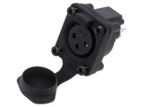 Conector XLR 3 pini IP65 THT argintat AMPHENOL AXS 15A 133V soclu mamă