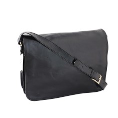 Geanta dama messenger din piele naturala vachetta, neagra, GD130