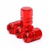 Set 4 capace hexagonale decorative pentru valva auto, Aluminiu, 1.8 cm, Rosu