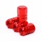 Set 4 capace hexagonale decorative pentru valva auto, Aluminiu, 1.8 cm, Rosu
