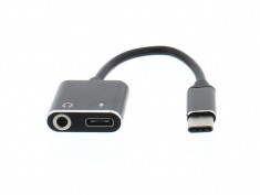 Adaptor USB-C tata - jack 3.5mm mama si USB-C mama 7cm Well foto