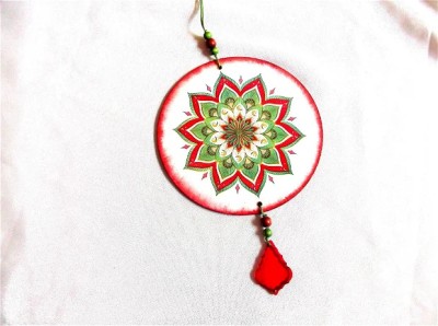 Ornament cu rosu si verde, ornament pe lemn cu mandala 40985 foto