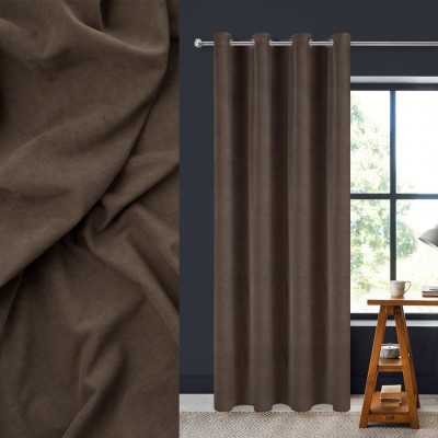Perdea Decorativă Velvet, Suede, Culoare Maro, Dimensiuni 140x260 cm, Inele Metalice foto