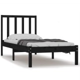 Cumpara ieftin Cadru de pat mic single, negru, 75x190 cm, lemn masiv de pin