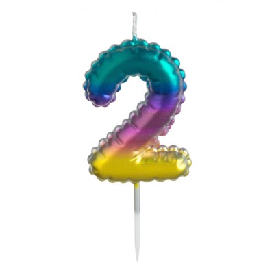 Lum&amp;acirc;nare Aniversară, Număr 2, Multicolor, Parafină, Ombre Metalizat foto