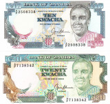 Zambia Set 10-20 Kwacha 1989(91) UNC